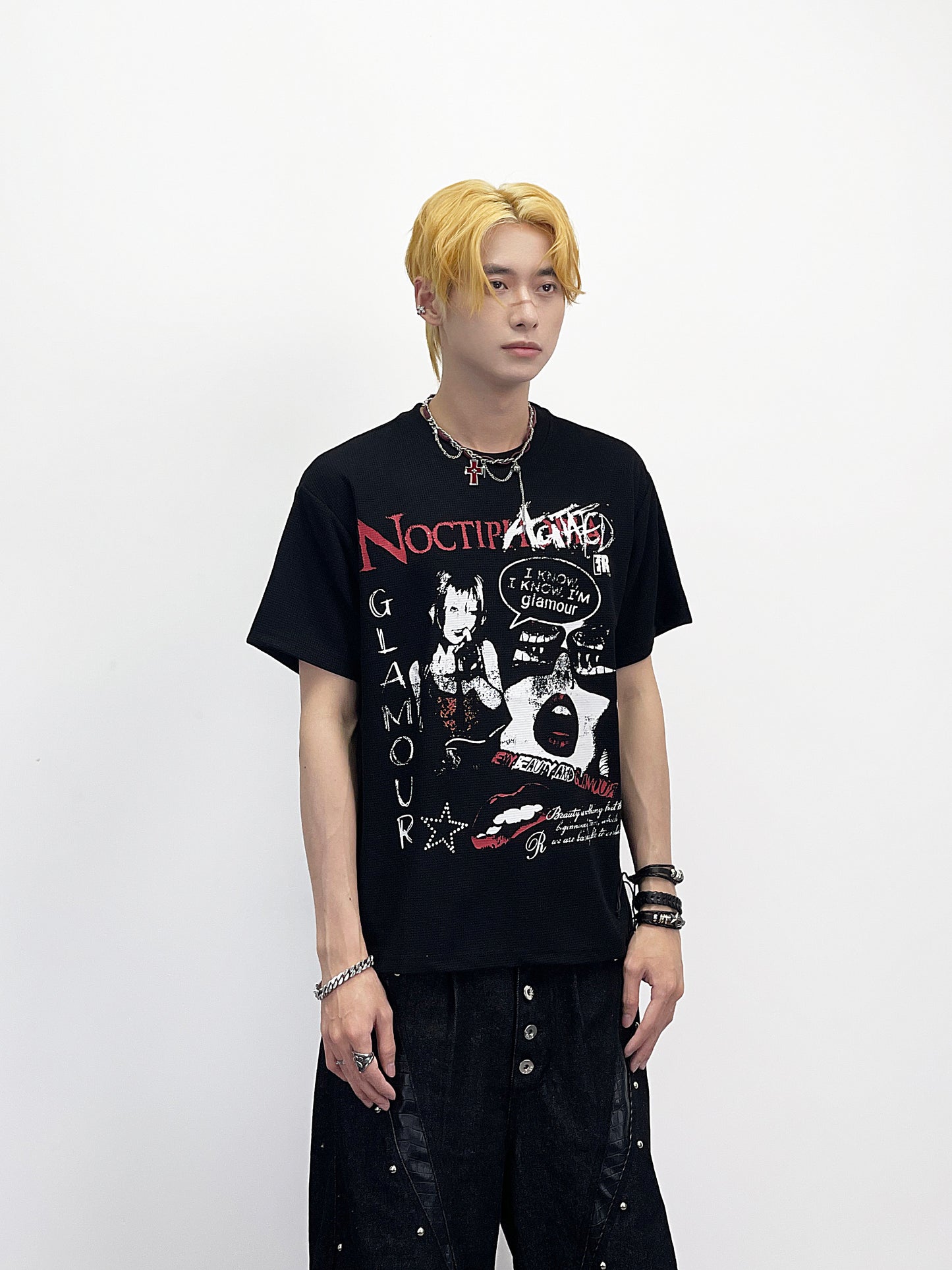 Subculture Dark Portrait Print Short Sleeve T-Shirt WN24255
