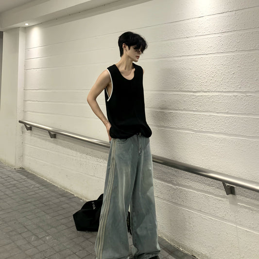 Sporty Knit Oversize Sleeveless Vest WN19888