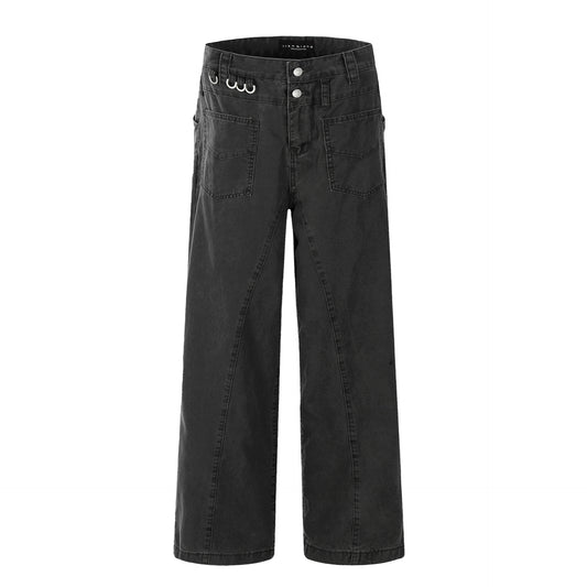 Washed Heavy-Duty Straight Cargo Pants WN12768