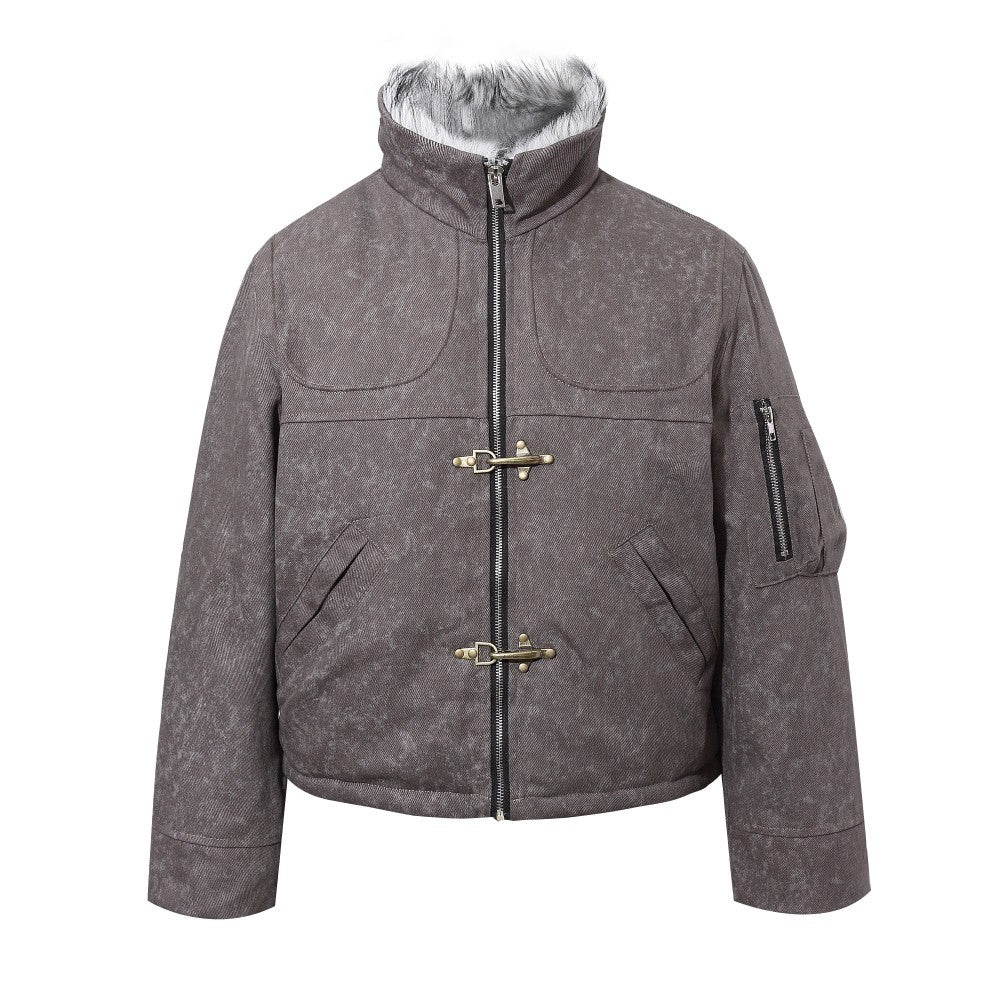 Cropped Fake Fur Collar Quilted Jacket WN28047