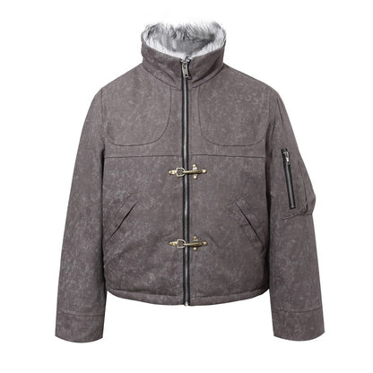 Cropped Fake Fur Collar Quilted Jacket WN28047