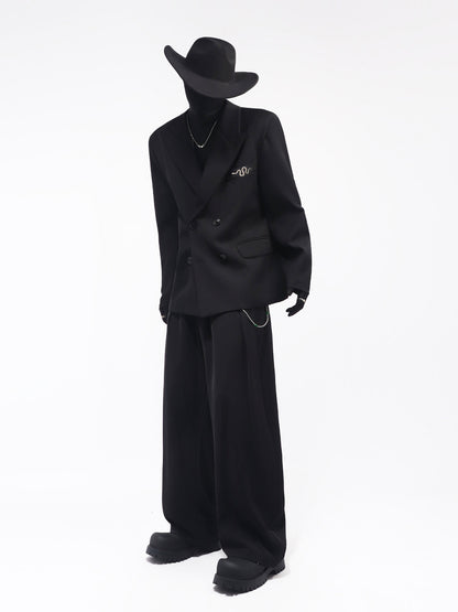 Metal Decor Jacket & Wide Leg Trousers Setup WN23668