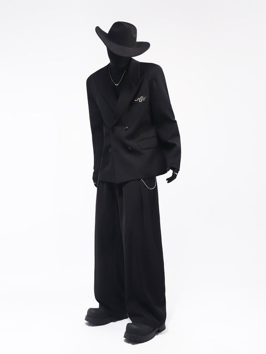 Metal Decor Jacket & Wide Leg Trousers Setup WN23668