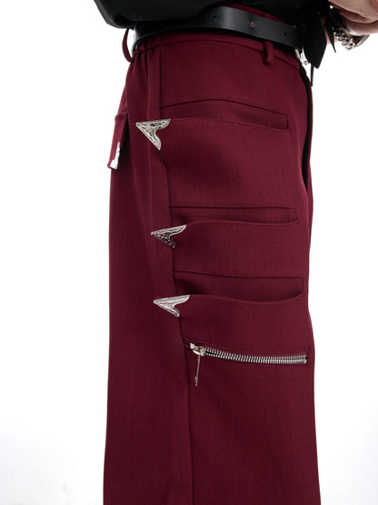 Asymmetrical Metal Zipper Flare Pants WN20682