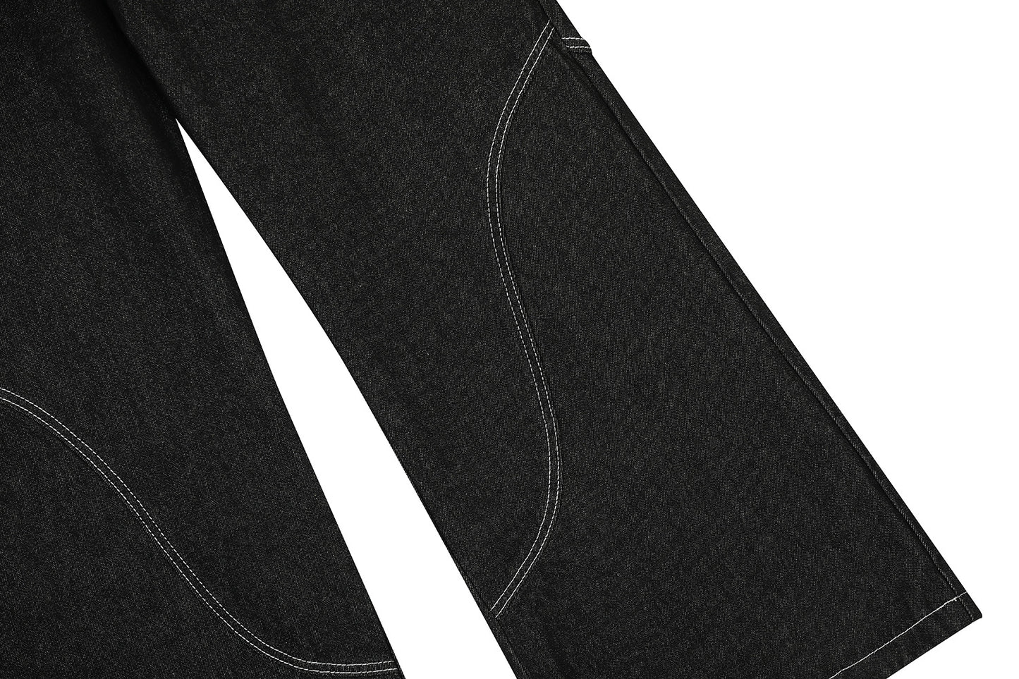 Contrast Stitch Bandana Patch Wide Leg Denim Jeans WN25979