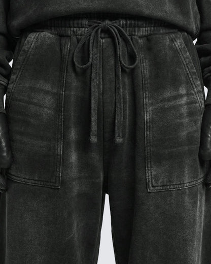 Washed Cargo Pocket Wide Leg Denim Jeans WN28019