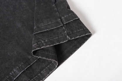 Washed Fake Layered Pocket Detail Short Sleeve T-Shirt WN28028