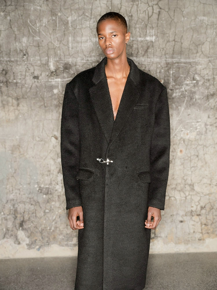 Metal Buckle Shoulder-Pad Coat WN21310