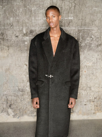 Metal Buckle Shoulder-Pad Coat WN21310
