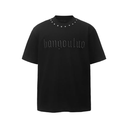 Letter Rhinestone Oversize Short Sleeve T-Shirt WN26044