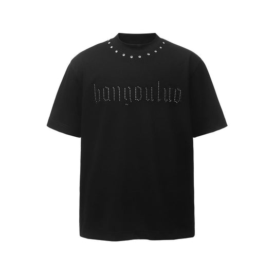 Letter Rhinestone Oversize Short Sleeve T-Shirt WN26044