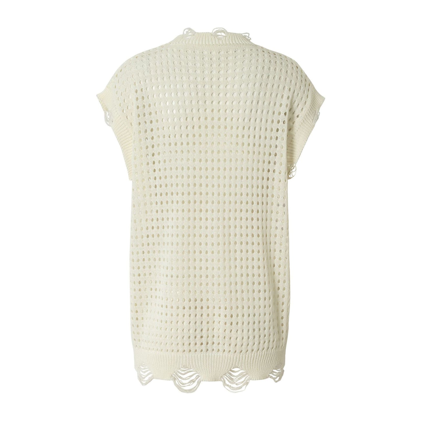Mesh Damage Design Knit Vest WN25757