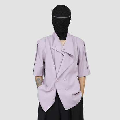 Asymmetrical Double-Breasted Short Sleeve Shirt WN20168