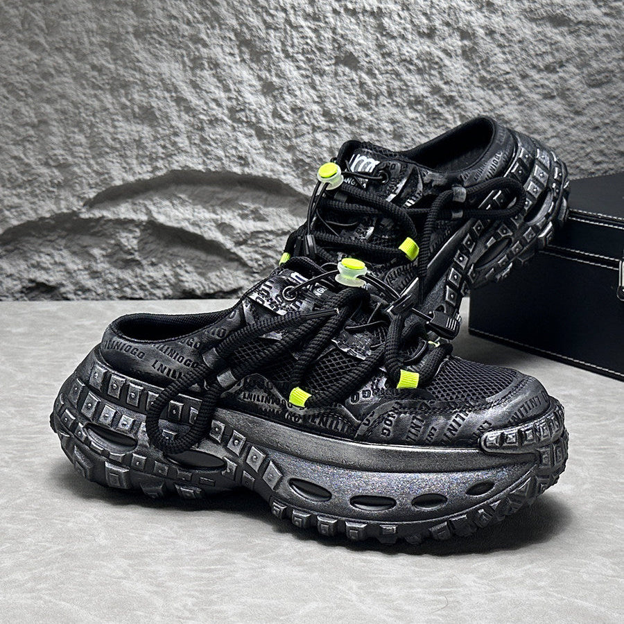 Embroidery Rope Lace Chunky Sole Slip-On Shoes WN24676