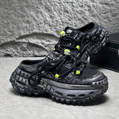 Embroidery Rope Lace Chunky Sole Slip-On Shoes WN24676