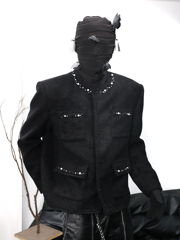 Pearl Beads Accent Design Jacket WN18692