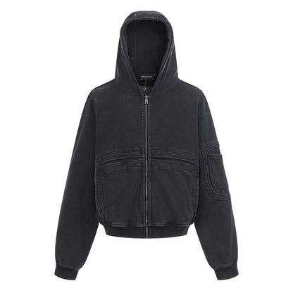 Heavyweight Wash Damage Zipper Hoodie WN25592