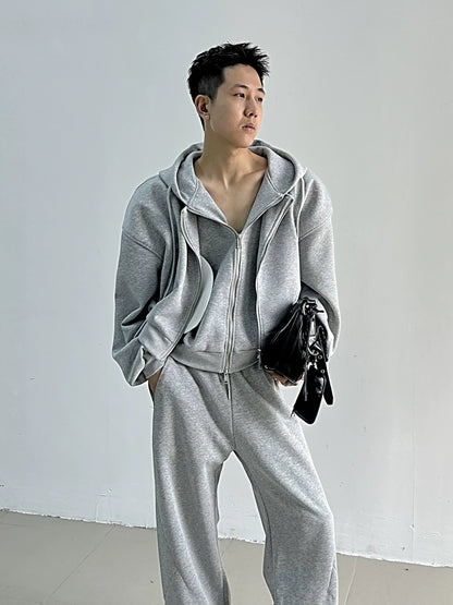 Double-Zipper Hoodie & Straight-Leg Sweat Pants Setup WN11661