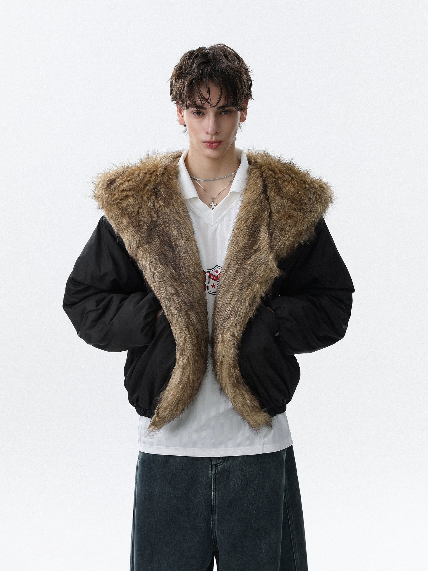 Fake Fur-Collar Thick Hooded Padded Jacket WN22090