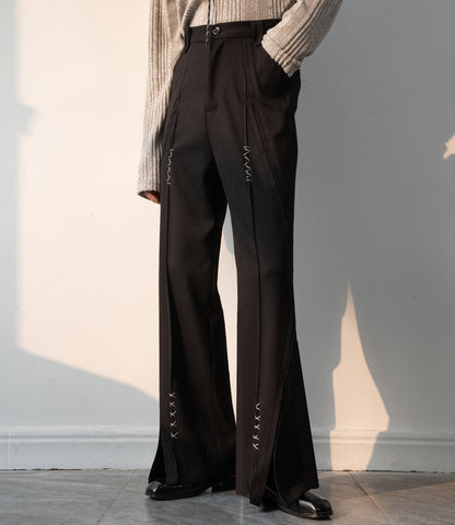 Front Slit Seam Design Flare Trousers WN23631