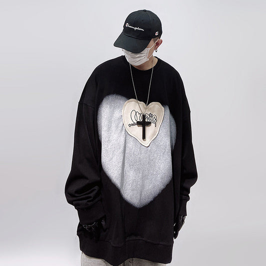 Heart Print Oversize Sweatshirt WN24005
