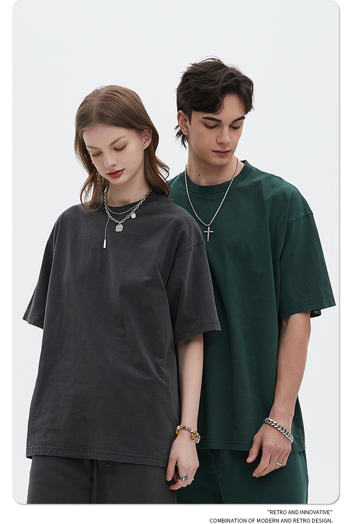 Oversize Washed Short-sleeve-T-shirt & Washed Short Sweatpants Setup WN6633-K