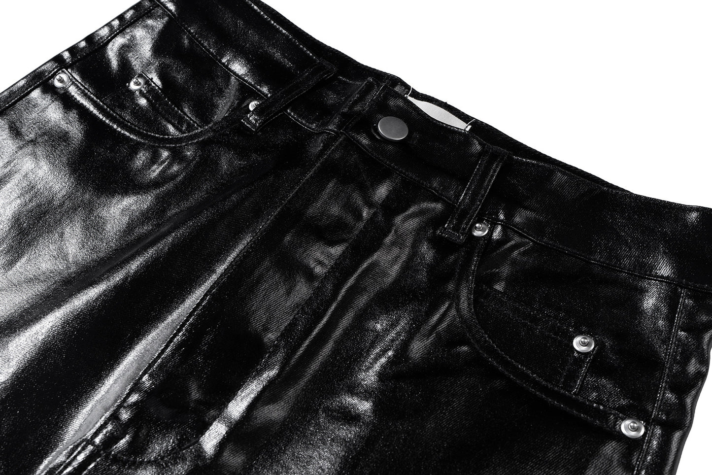 Coated Glossy Flare Denim Jeans WN11356