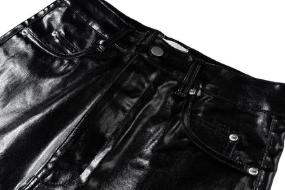 Coated Glossy Flare Denim Jeans WN11356