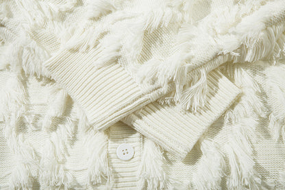 Fringe Detail Oversize Knit Cardigan WN11420