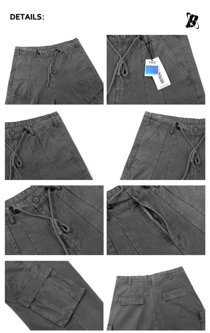 Washed Straight Wide Leg Cargo Pants  WN26343