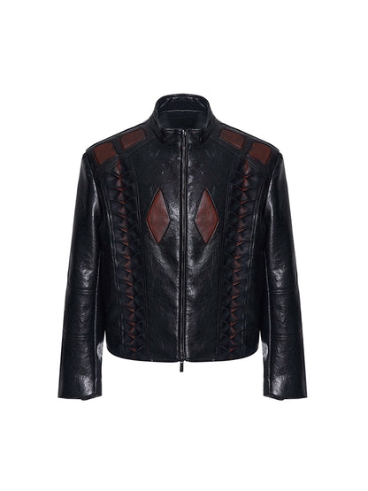 Quilted Thickened Splicing Leather Jacket & Wide-Leg PU Leather Pants Setup WN10229