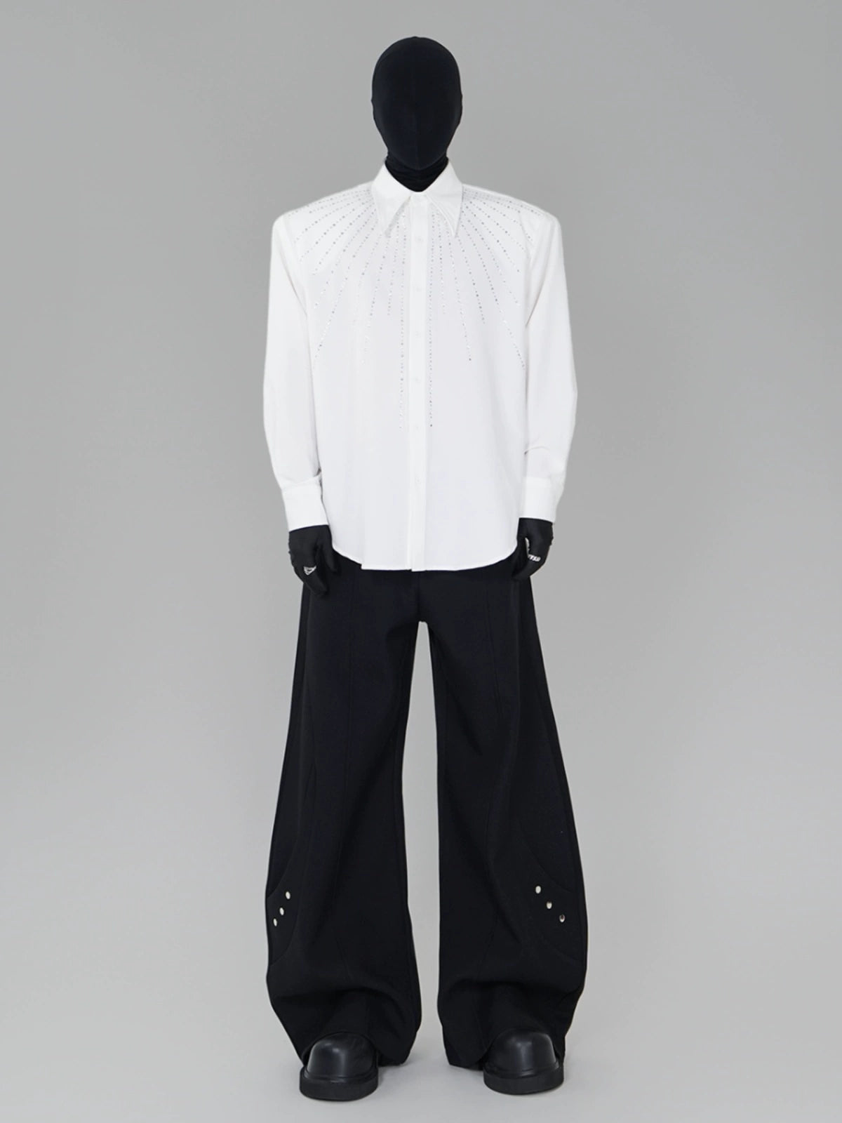 Rhinestone Oversize Long Sleeve Shirt WN17292