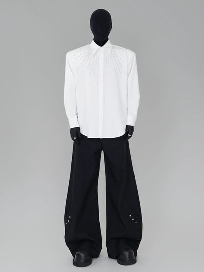 Rhinestone Oversize Long Sleeve Shirt WN17292