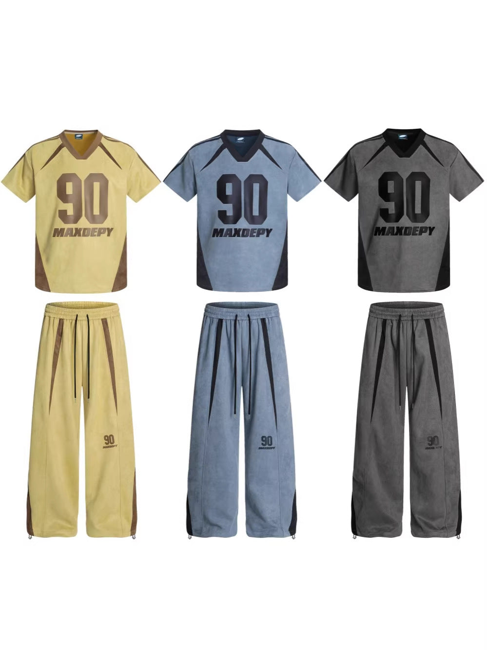Number Graphic Short Sleeve T-Shirt & Stripe Wide Leg Pants Setup WN28062