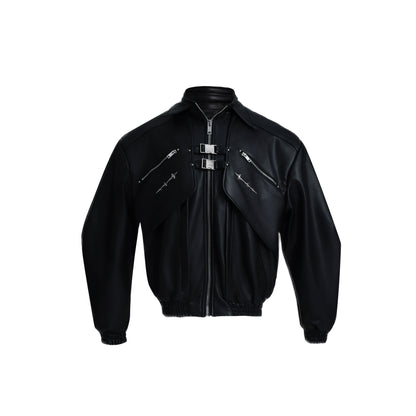 Heavyweight Double-Layer PU Leather Jacket WN10550