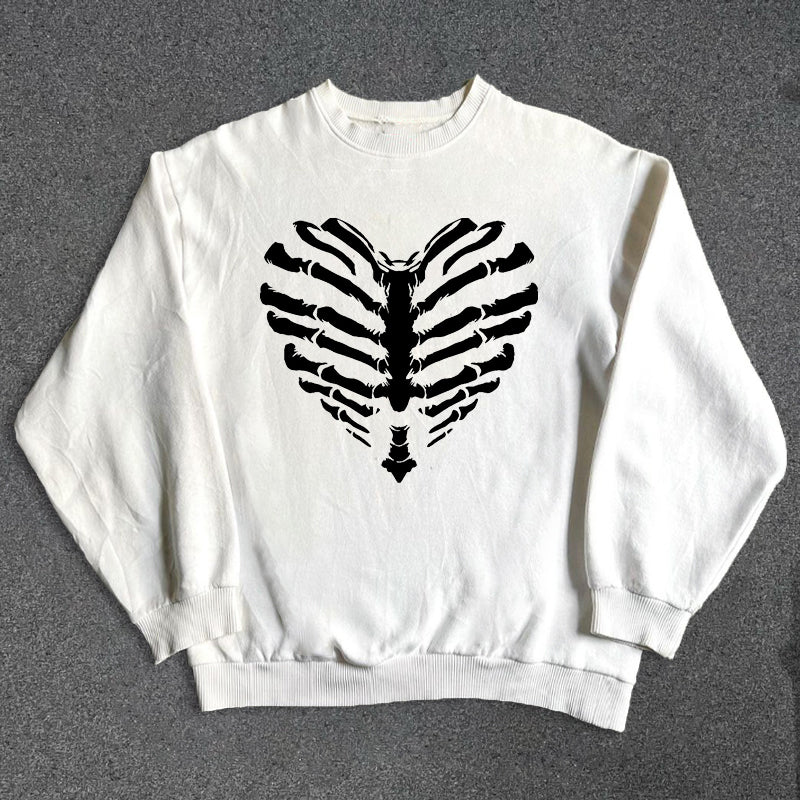 Skeleton Print Oversize Sweatshirt WN15789