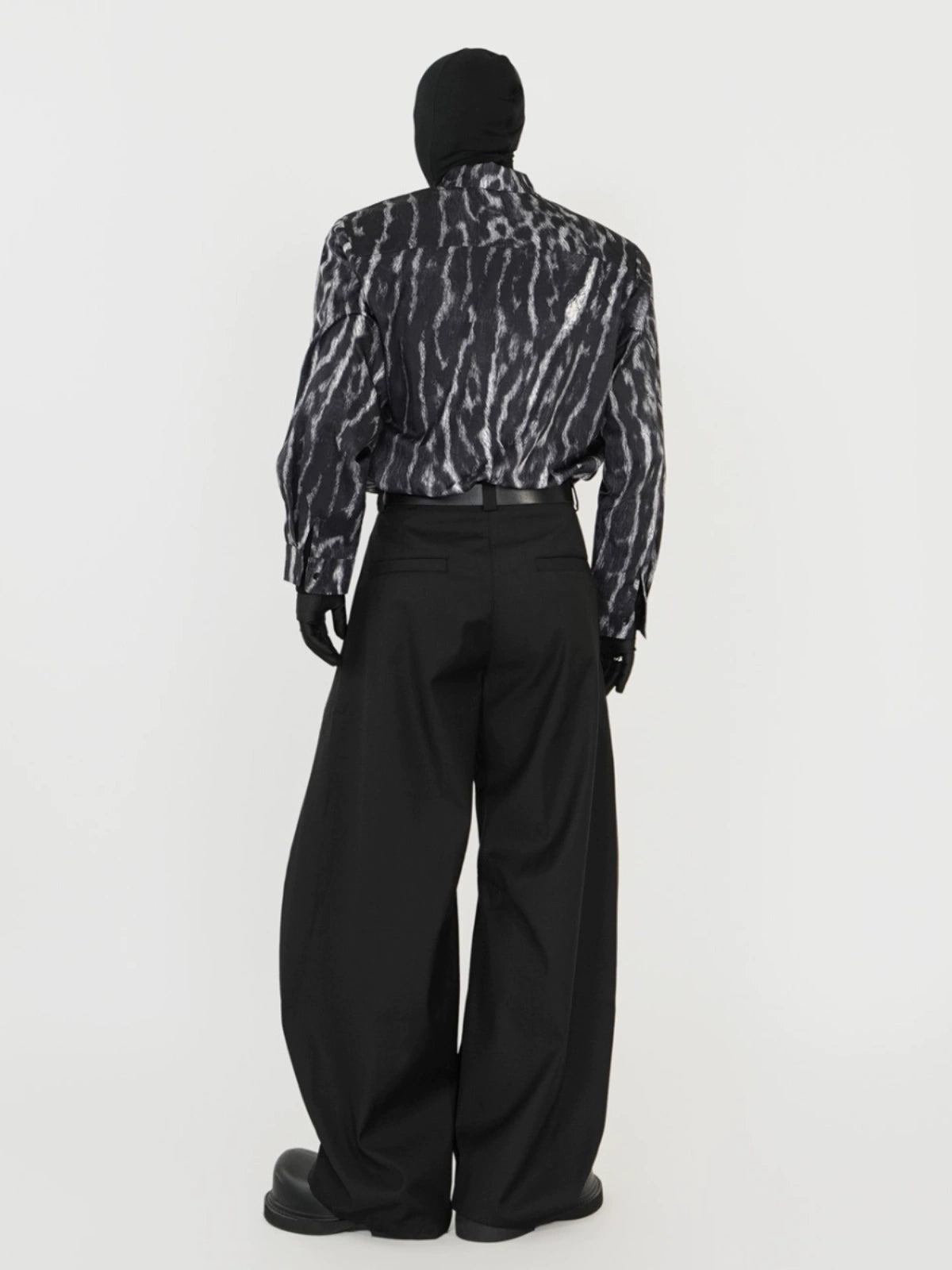 Wrinkle-Resistant Drape Stripe Tie-Dye Leopard Long Sleeve Shirt WN17387