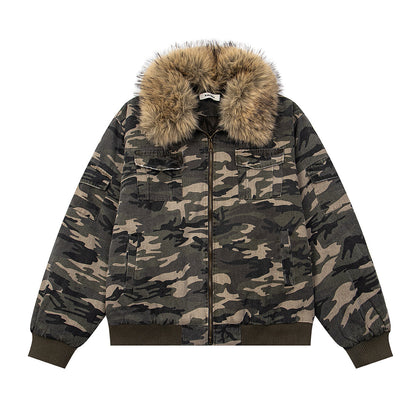 Camouflage Fur Collar Padded Jacket WN11325