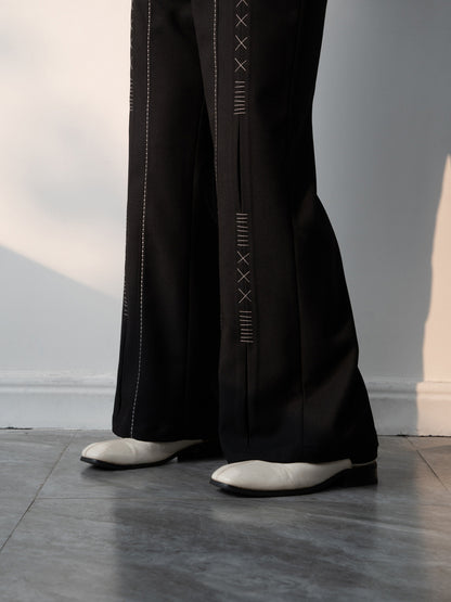 Contrast Stitch Wide-Leg Trousers WN23638