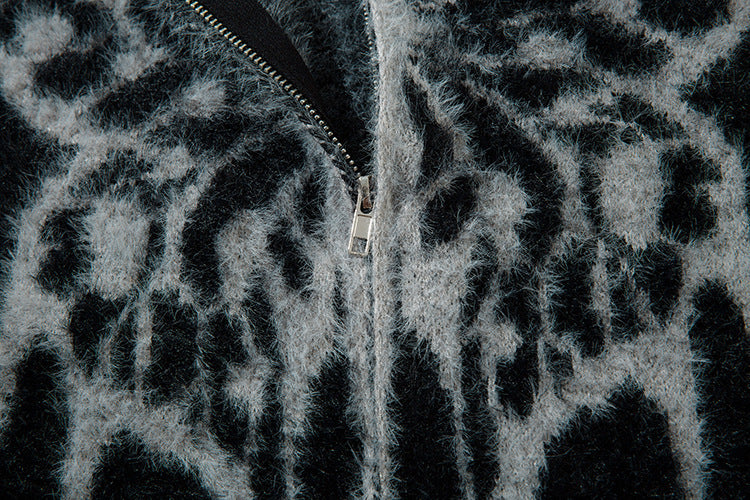 Colorblock Butterfly High-Neck Oversize Knit Cardigan WN11392