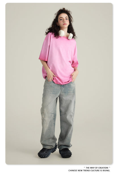 Washed Gradient Pure Cotton Sleeveless T-Shirt WN6075