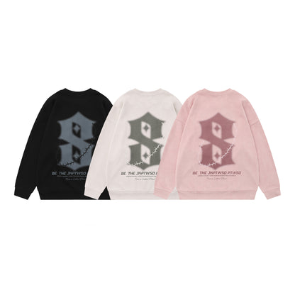 Letter Embroidery Suede Print Sweatshirt WN12697