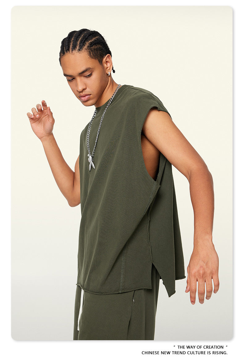 Washed Oversize Sleeveless T-Shirt WN6069