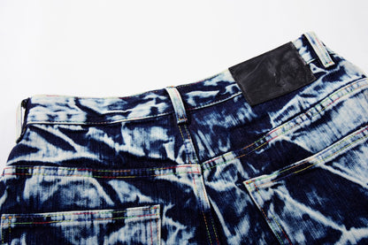 Abstract Print Wide Leg Denim Jeans WN28011