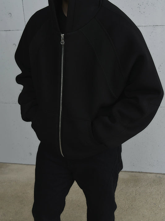 Wrinkle-Resistant Air Layer Ribbed Zipper Hoodie WN17692