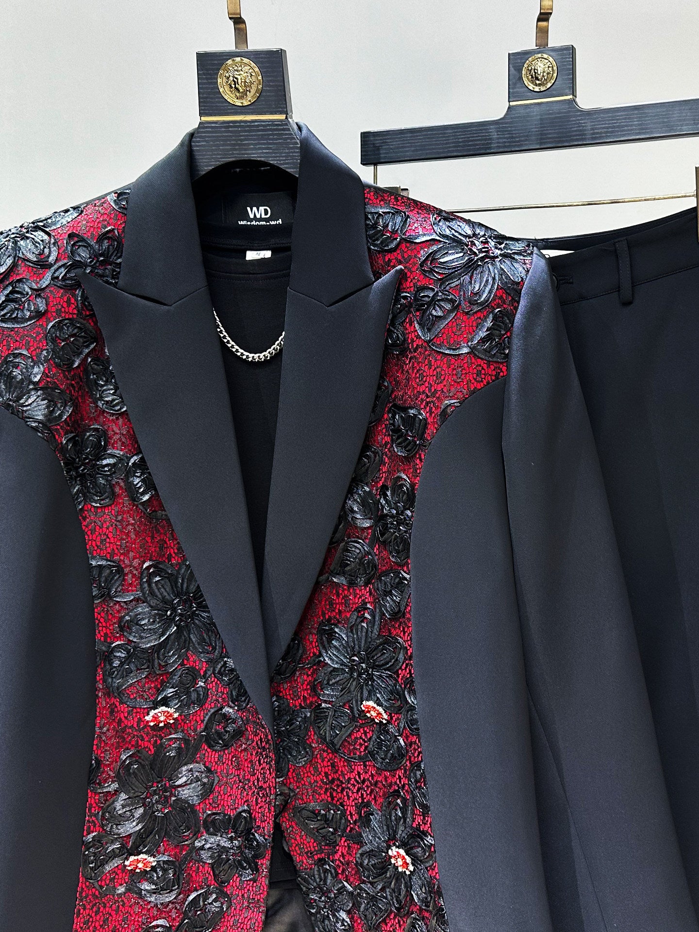 Patchwork Embroidery Tailored Jacket & Flare Trousers Setup WN23917