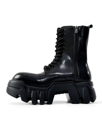 Chunky Sole High-Top Zipper Design Leather Boots WN19181