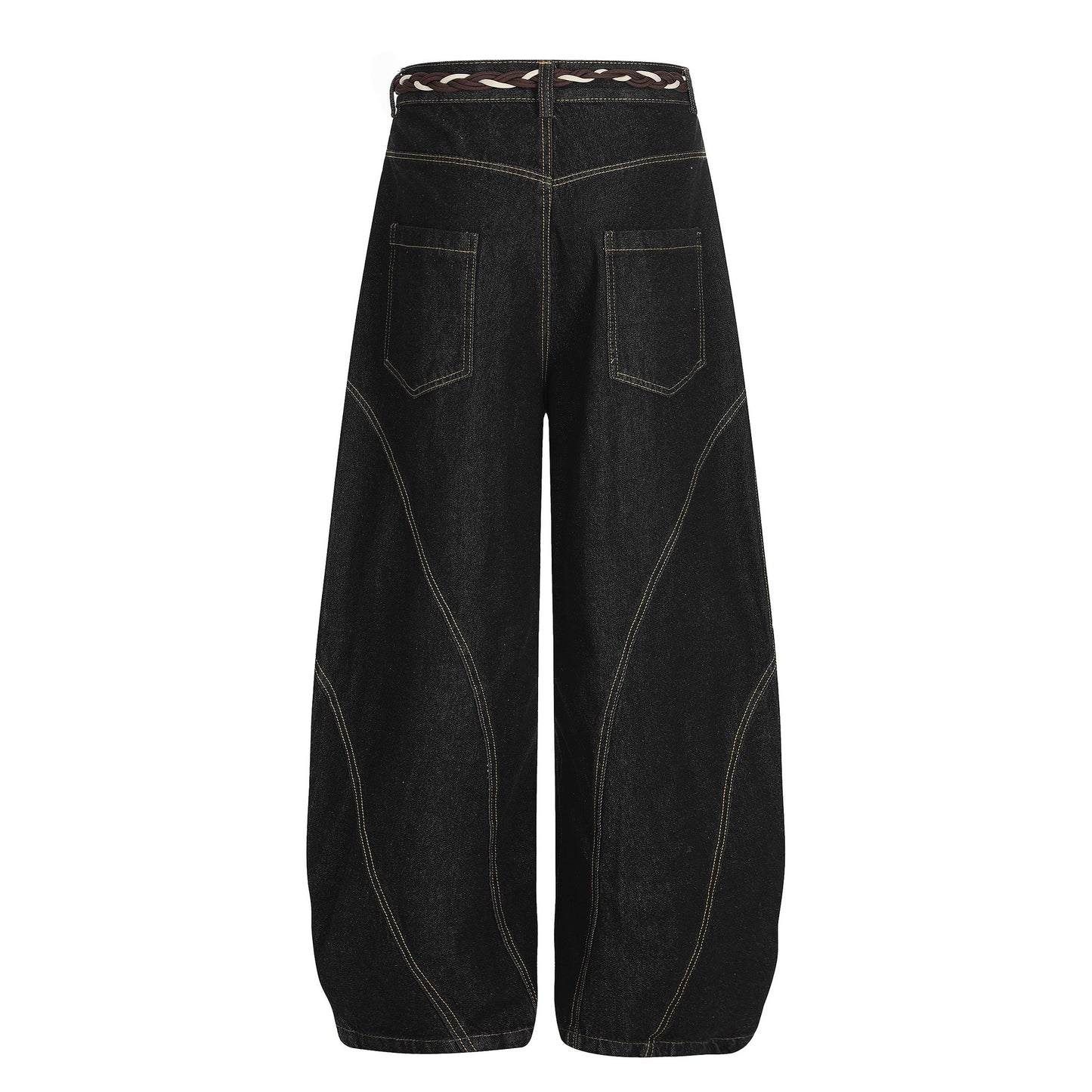 Belt Curved Wide Leg Denim Jeans WN25756