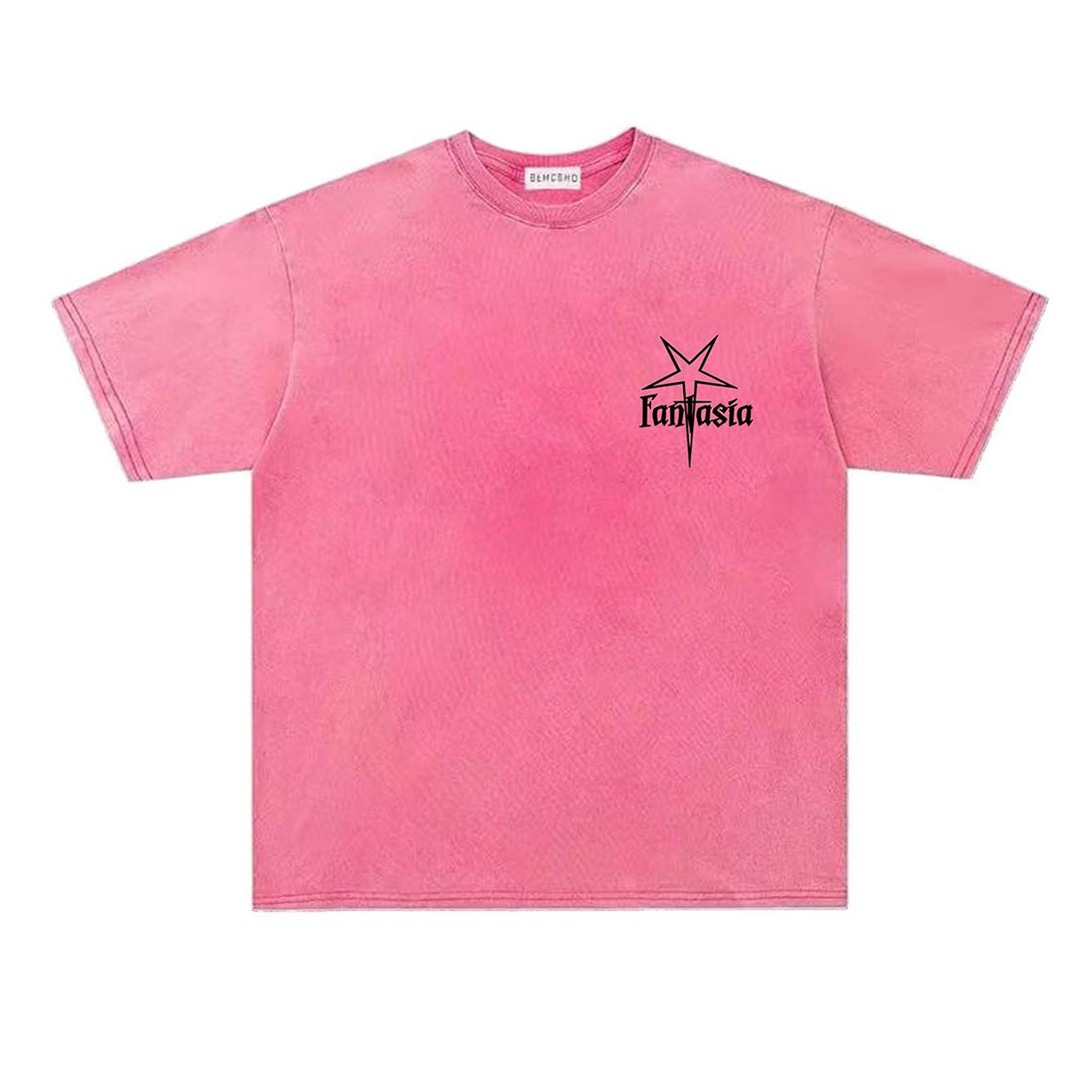 Washed Portrait Starburst Print Oversize Short Sleeve T-Shirt WN26867