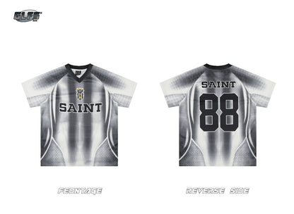 Sporty Number 88 Striped V-Neck Short Sleeve T-Shirt WN26553